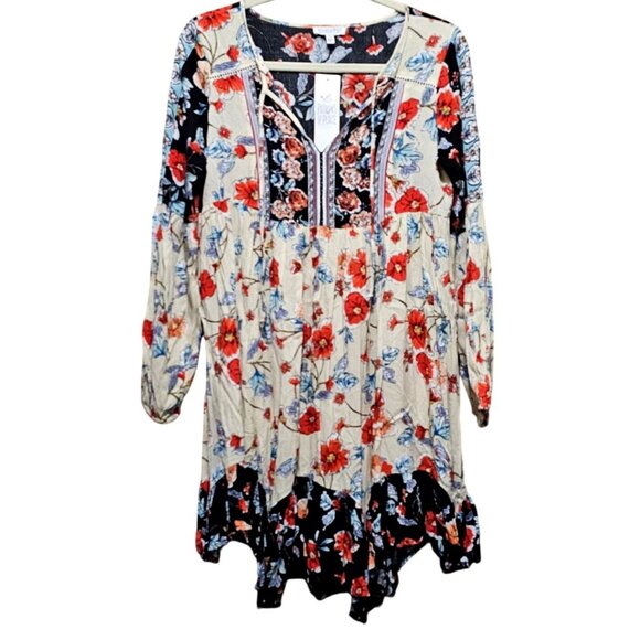 Patrons Of Peace XS Floral Boho Dress DB Black Print Floral Pattern - Picture 1 of 7
